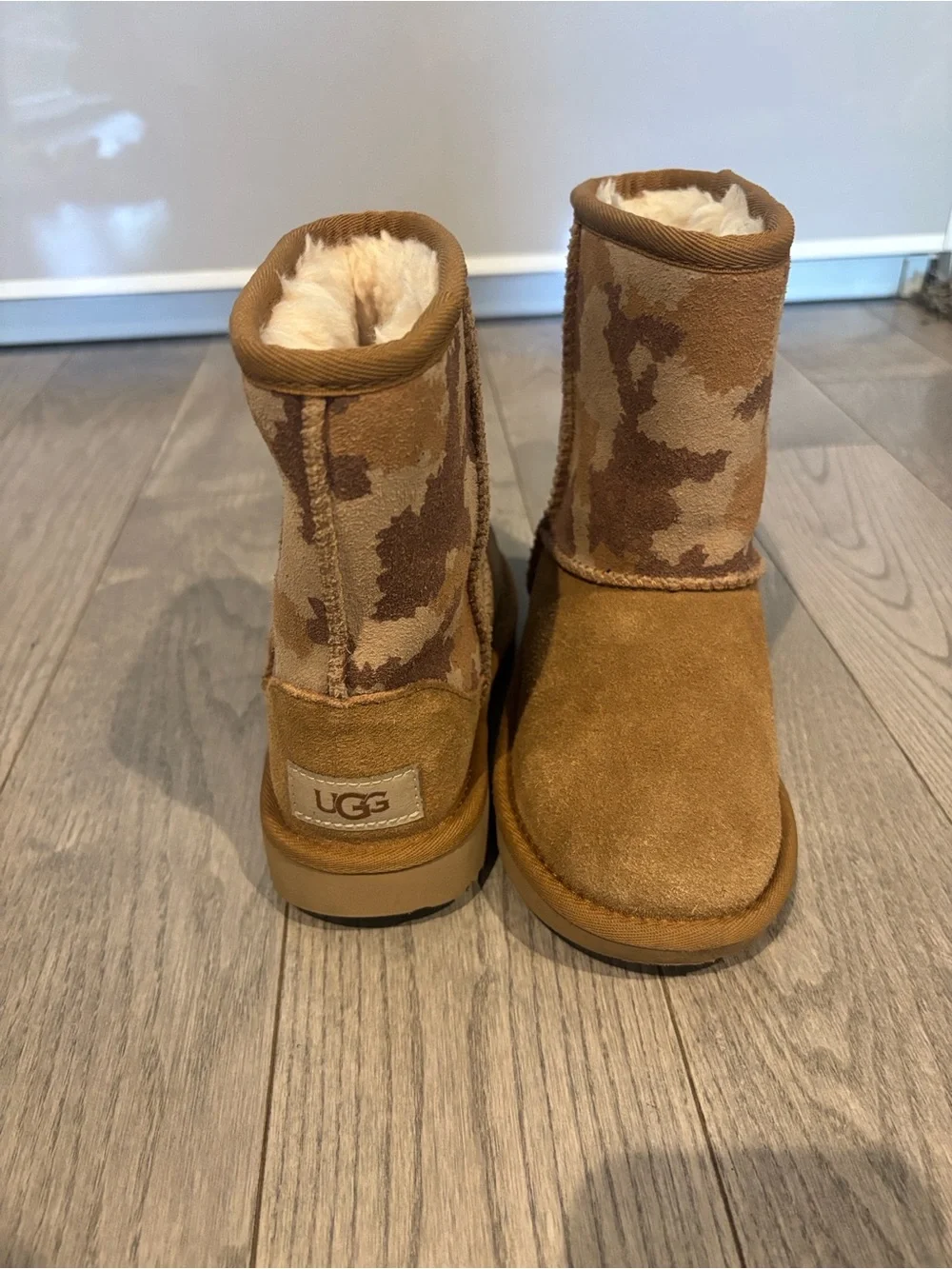 UGG Kids Chestnut Brown Suede & Shearling Camo Boots